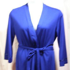 Linea Donatella Navy Short Knit Kimono/Wrap Robe Size S